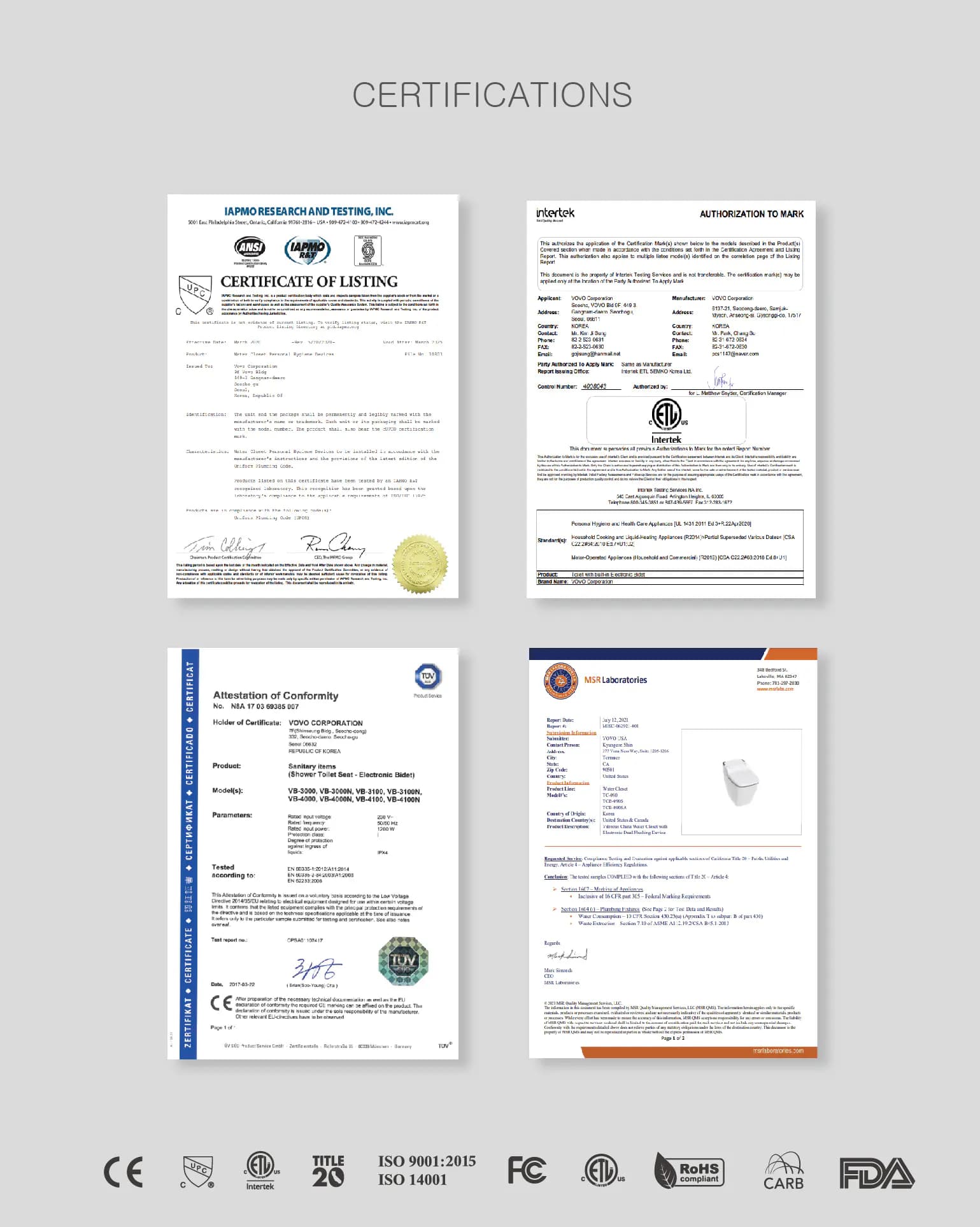 Product Certifications